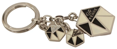 Shop Gf Ferre' Ring Metal Steel Branded Logo Keyring Keychain In Beige