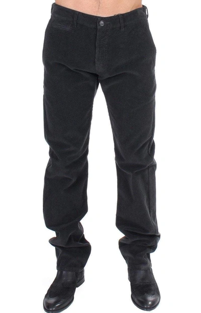 Shop Gf Ferre' Corduroy Cotton Straight Fit Pants In Black