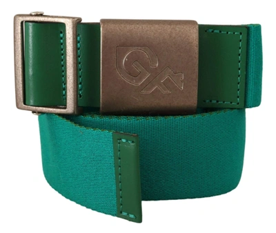 Shop Gf Ferre' Green Cotton Silver Logo Metal Buckle Waist Belt