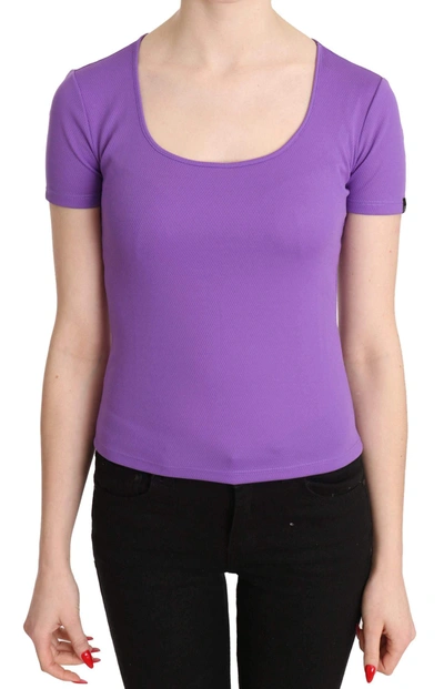 Gf Ferre' Purple  Polyester Short Sleeve Top  Blouse In Purple
