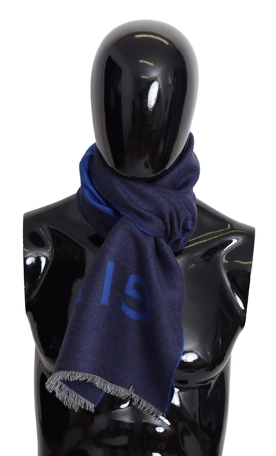 Givenchy Blue Wool Unisex Winter Warm  Scarf Wrap Shawl In Blue
