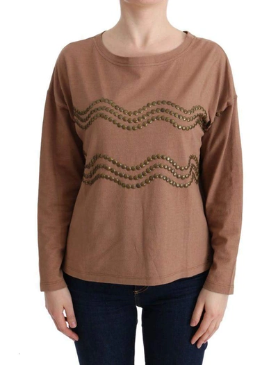 Shop John Galliano Cotton Studded Sweater In Brown