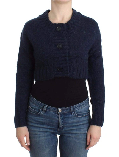 Shop John Galliano Cropped Cardigan In Blue