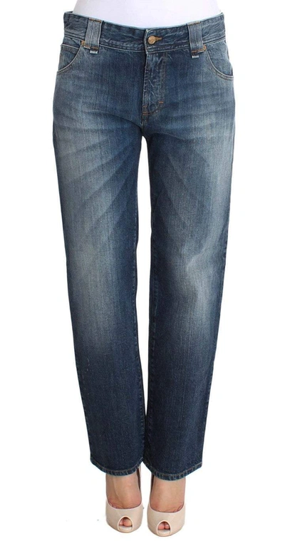 Shop John Galliano Blue Wash Relaxed Fit Cotton Stretch Denim Jeans