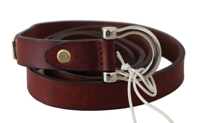Shop John Galliano Brown Leather Luxury Slim Buckle Belt