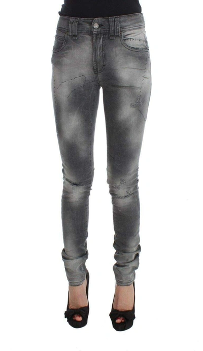 John Galliano Gray Wash Cotton Blend Slim Fit Denim Jeans Pants In Gray