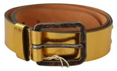 Shop John Galliano Gold Genuine Leather Rustic Silver Buckle Waist Belt