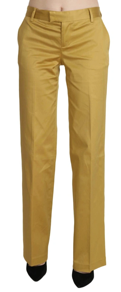 Shop Just Cavalli Mustard  Straight Formal Trousers Pants In Yellow