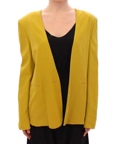 Shop Lamberto Petri Mustard  Silk Blazer Jacket In Yellow