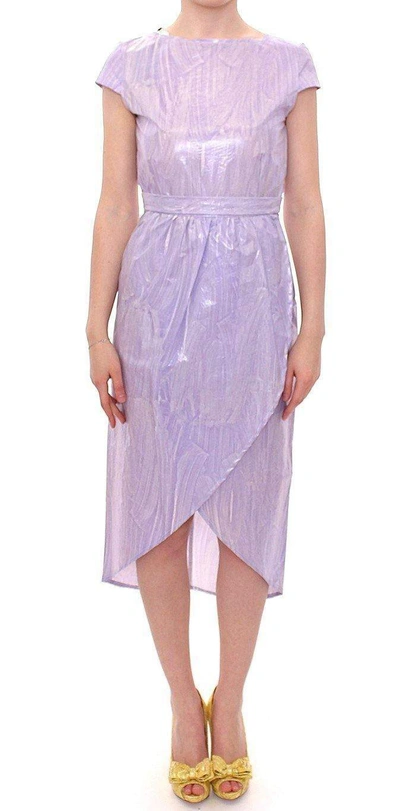 Shop Licia Florio Purple Cap Sleeve Below Knee Sheath Dress