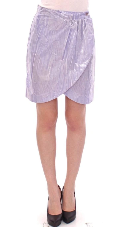 Shop Licia Florio Purple Viscose Above-knee Wrap Skirt
