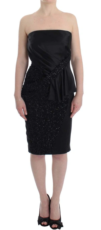 Shop Masha Ma Strapless Embellished Pencil Dress In Black