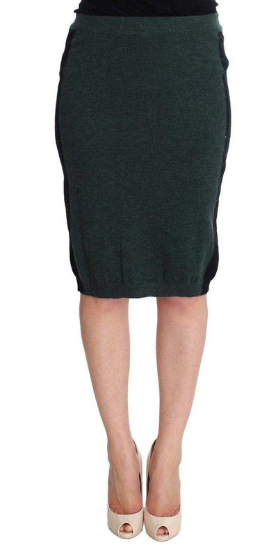 Shop Mila Schön Wool Blend Pencil Skirt In Green