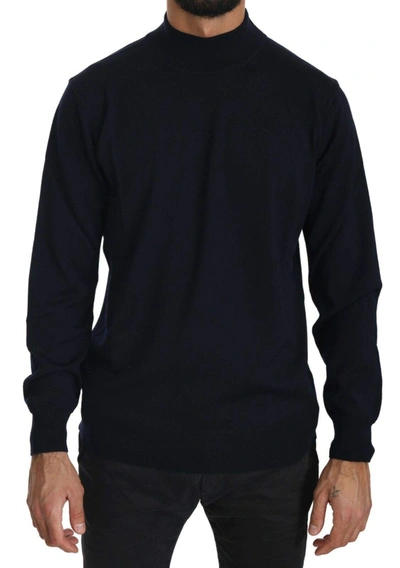 Shop Mila Schön Dark Blue Crewneck Pullover 100% Wool Sweater