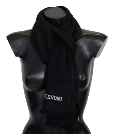 MISSONI BLACK 100% WOOL UNISEX NECK WRAP SCARF 