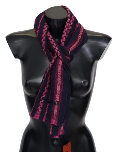 Shop Missoni Black Pink Patterned Wool Unisex Neck Wrap Shawl