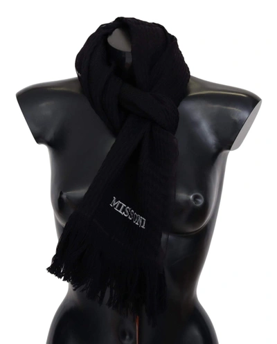 Shop Missoni Black Wool Unisex Neck Warmer Wrap Scarf