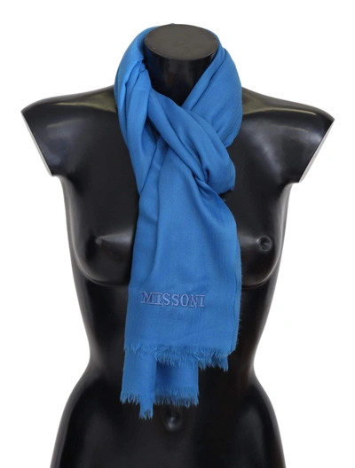 Shop Missoni Blue Wool Unisex Neck Warmer Wrap Scarf