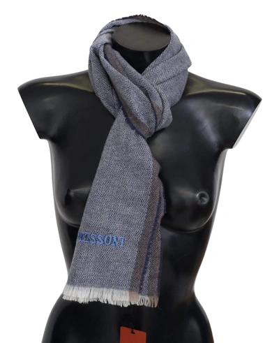 Shop Missoni Gray Striped Wool Unisex Neck Wrap Fringes Scarf