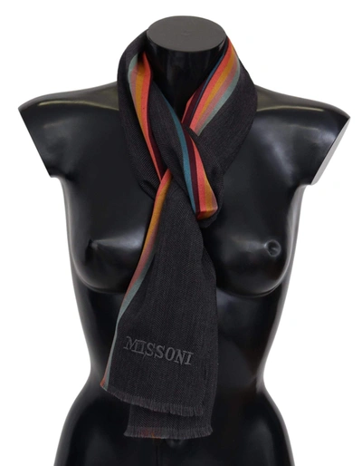 Shop Missoni Multicolor Striped Wool Unisex Neck Wrap Scarf