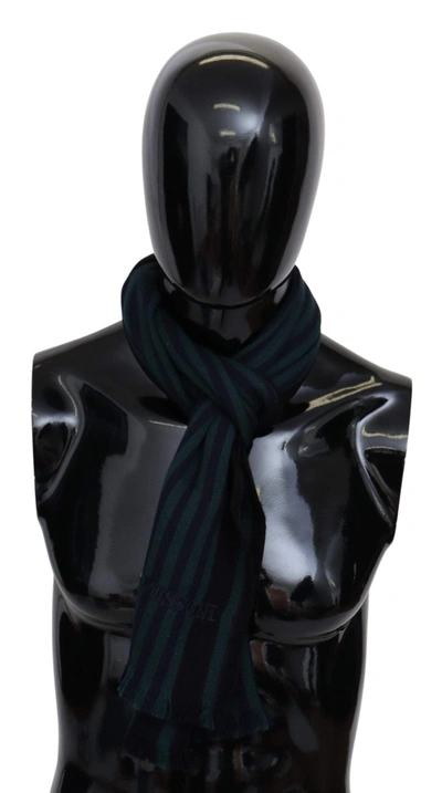 Missoni Gray Wool Unisex Neck Wrap Shawl Fringes Logo Scarf In Multicolor