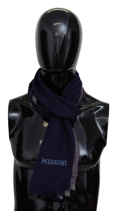Shop Missoni Multicolor Striped Wool Unisex Wrap Fringes Scarf
