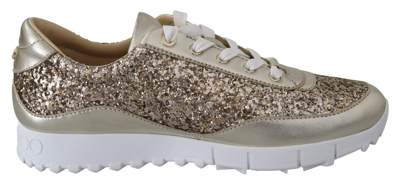 Shop Jimmy Choo Monza Antique Gold Leather Sneakers