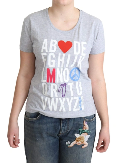 Shop Moschino Gray Cotton Alphabet Letter Print T-shirt