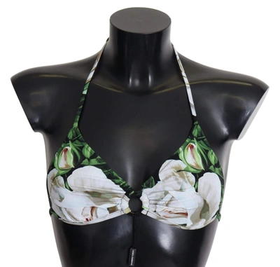 Dolce & Gabbana Multicolor Floral Print Halter Swimwear Bikini Top In Multicolor