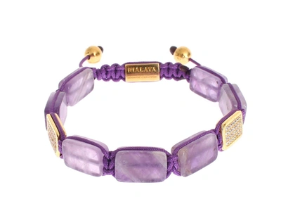 Shop Nialaya Cz Amethyst 18k Gold 925 Bracelet In Purple