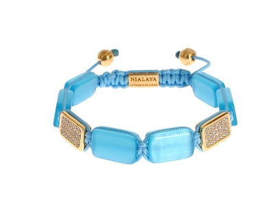 Shop Nialaya Cz Opal 18k Gold 925 Bracelet In Blue
