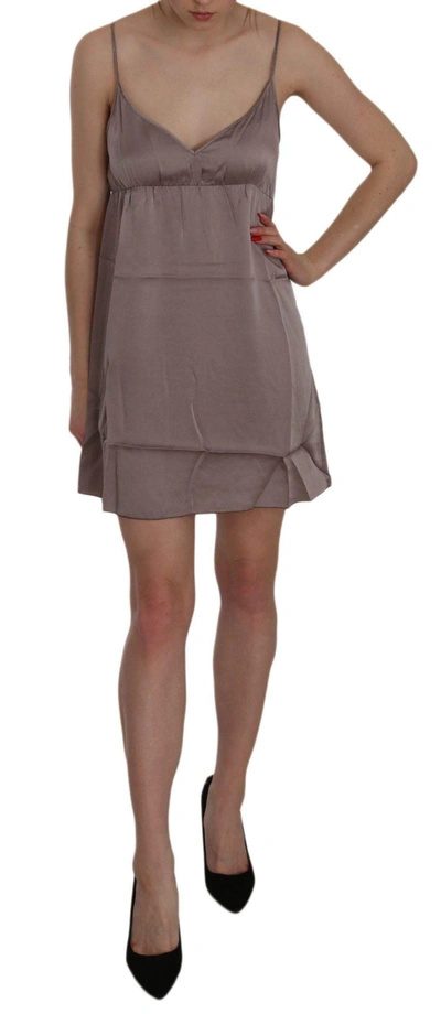 Pink Memories Purple Spaghetti A-line Mini Silk Dress In Purple