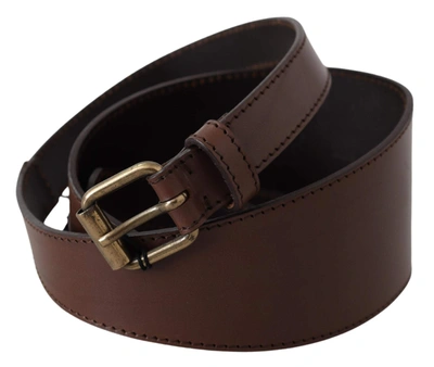 Plein Sud Brown Leather Gold Metal Buckle Belt In Brown