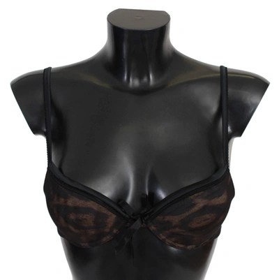 Shop Roberto Cavalli Leopard Nylon Push Up Bra Underwear In Black
