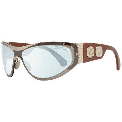Shop Roberto Cavalli Mirrored Oval Sunglasses In Brown