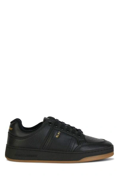 Shop Saint Laurent Black Calf Leather Low Top Sneakers