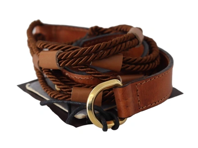 Shop Scervino Street Brown Leather Braided Rope Gold Buckle  Belt
