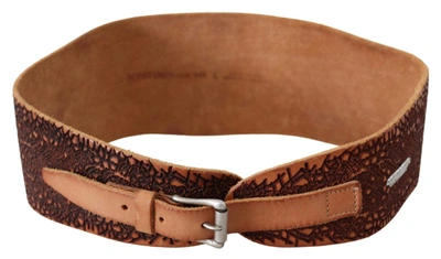 Shop Scervino Street Brown Wide Leather Embroidered Design Logo Belt