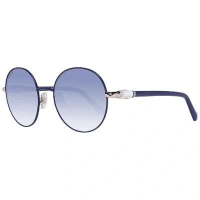 Shop Swarovski Sk0260 Mirrored Round  Sunglasses In Blue