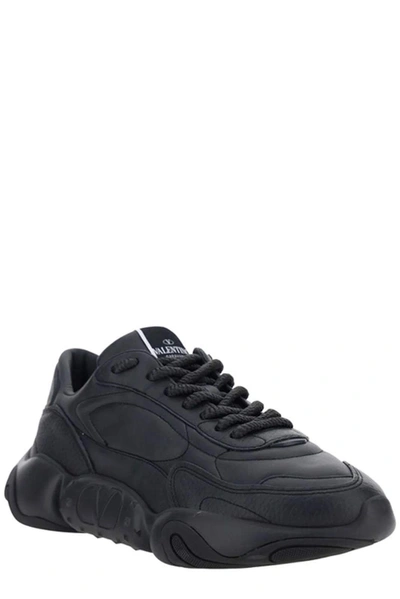 Shop Valentino Black Calf Leather Garavani Sneakers