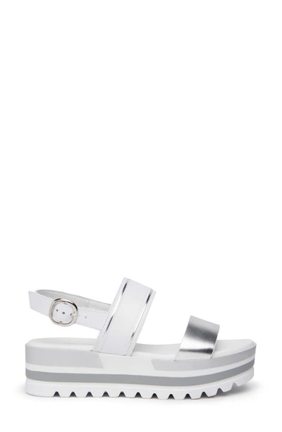 Shop Nerogiardini Double-band Platform Slingback Sandal In White/ Silver