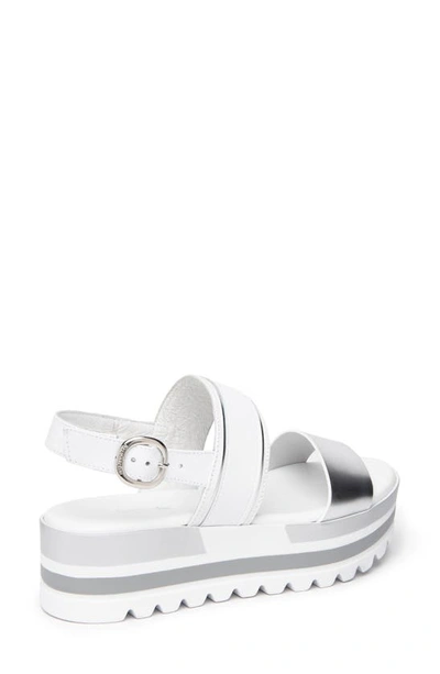 Shop Nerogiardini Double-band Platform Slingback Sandal In White/ Silver