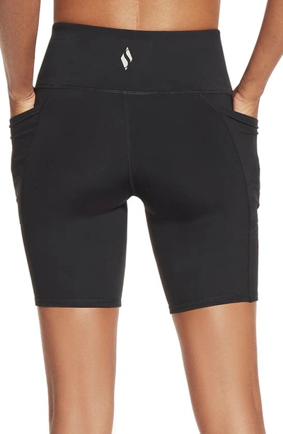 Shop Skechers Goflex High Waist Side Pocket 8" Bike Shorts In Black