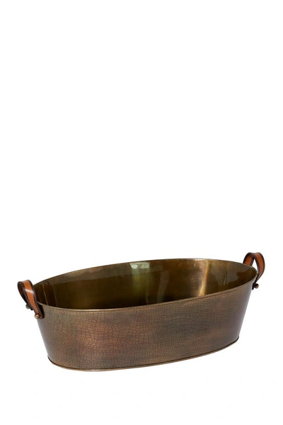 Sonoma Sage Home Bronze Metal Long Ice Bucket With Leather Strap Handles In Bronze