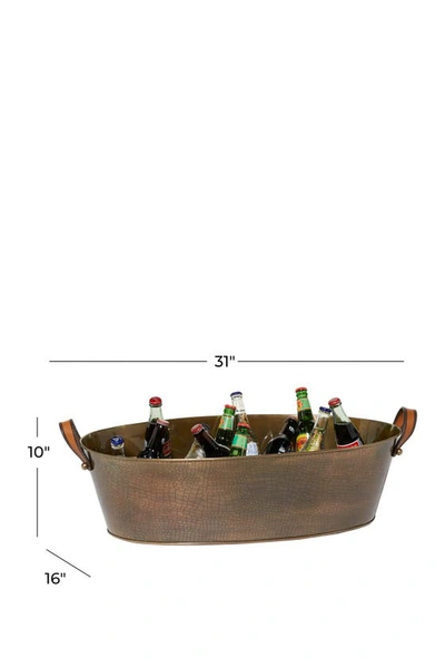 Sonoma Sage Home Bronze Metal Long Ice Bucket With Leather Strap Handles In Bronze