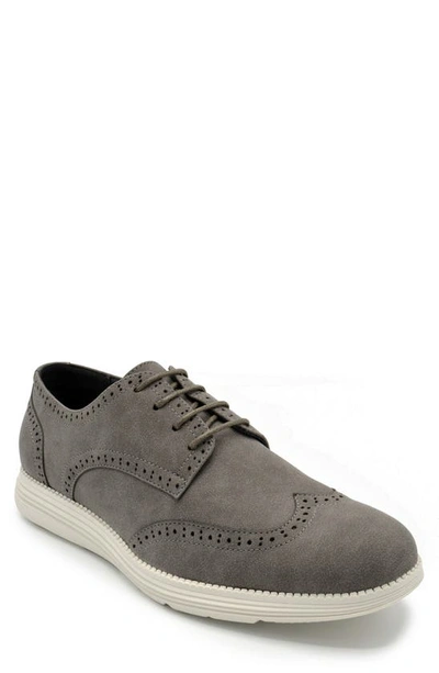 Shop Aston Marc Lark Wingtip Derby In Grey