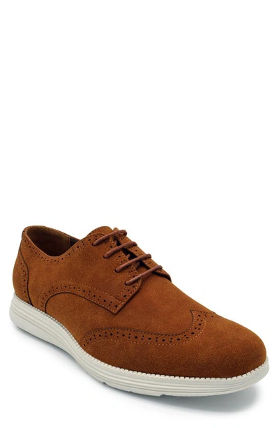 Shop Aston Marc Lark Wingtip Derby In Tan