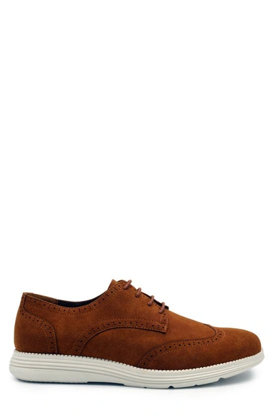 Shop Aston Marc Lark Wingtip Derby In Tan