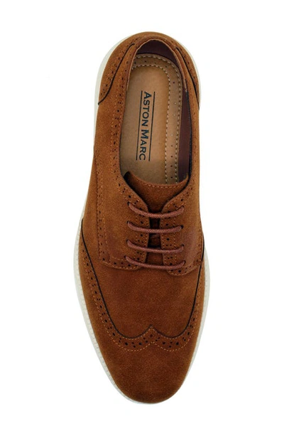 Shop Aston Marc Lark Wingtip Derby In Tan