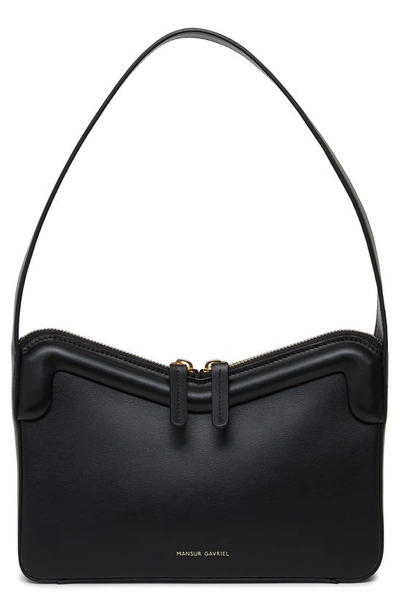 Shop Mansur Gavriel M Frame Leather Baguette Shoulder Bag In Black